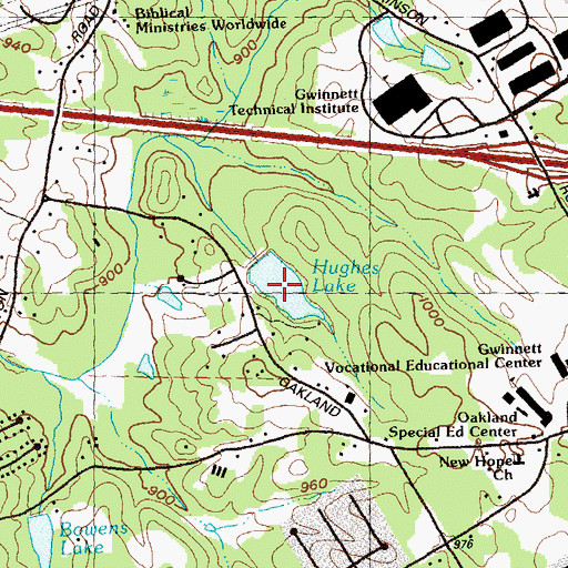 Topographic Map of Hughes Lake, GA