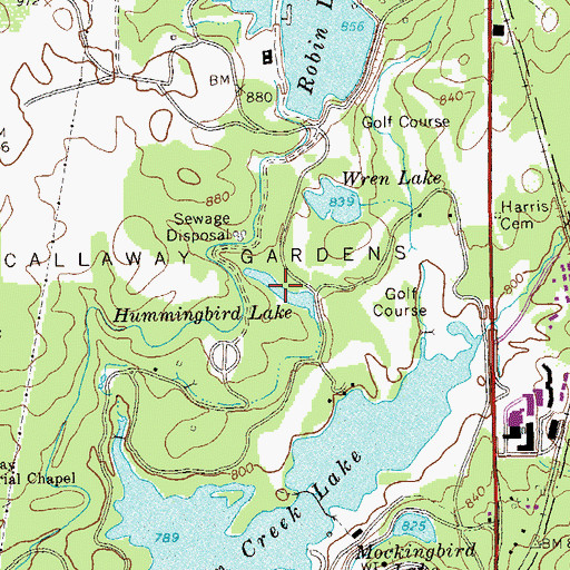 Topographic Map of Hummingbird Lake, GA