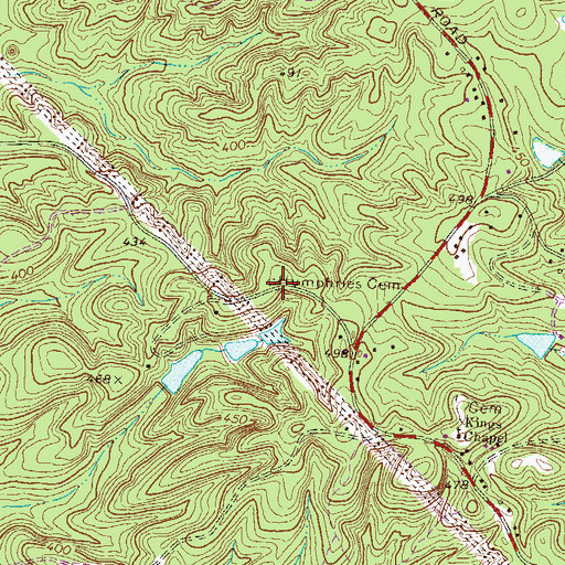 Topographic Map of Humphries Cemetery, GA