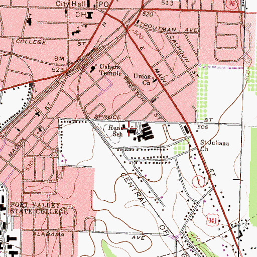 Topographic Map of Hunt School, GA