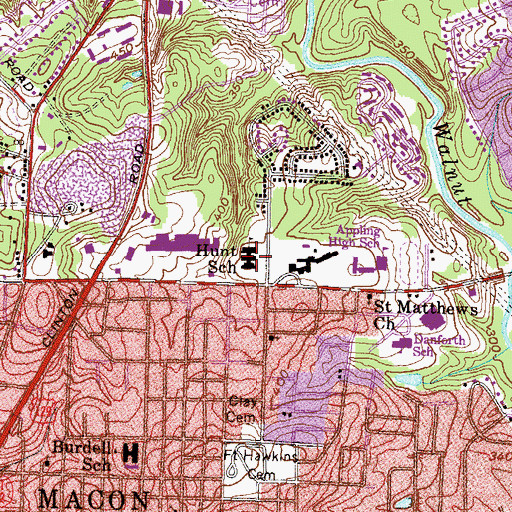 Topographic Map of Hunt School, GA