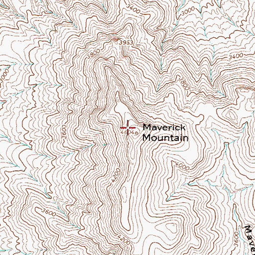 Topographic Map of Maverick Mountain, AZ