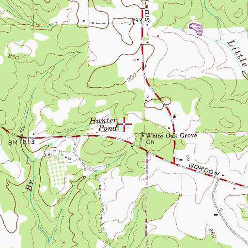 Topographic Map of Hunter Pond, GA