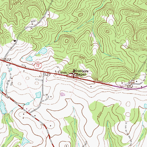 Topographic Map of Hunters Chapel, GA