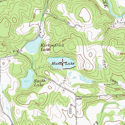 Topographic Map of Hunts Lake, GA