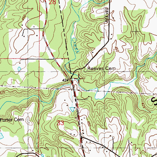 Topographic Map of Hurricane Branch, GA