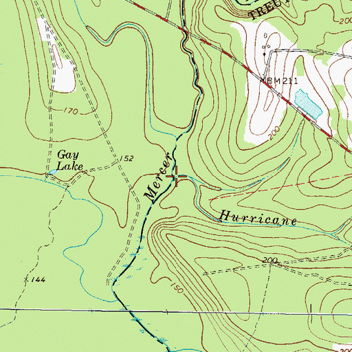 Topographic Map of Hurricane Creek, GA