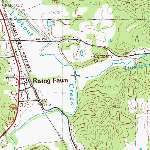 Topographic Map of Hurricane Creek, GA