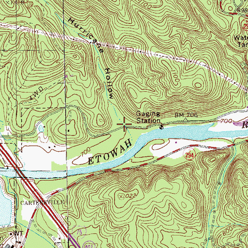 Topographic Map of Hurricane Hollow, GA