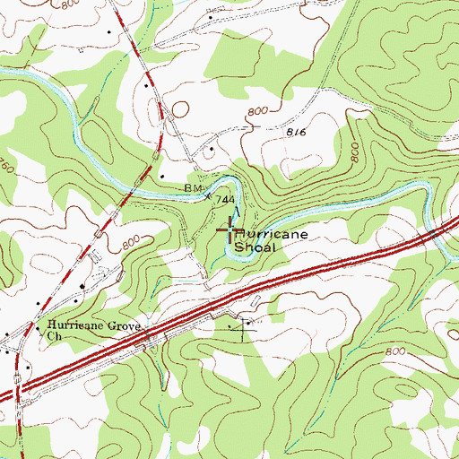 Topographic Map of Hurricane Shoal, GA