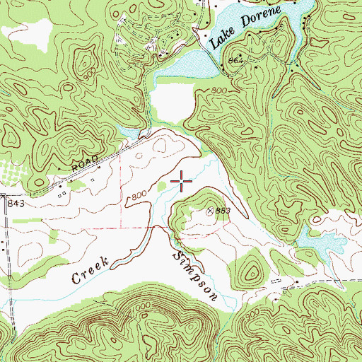Topographic Map of Hutchings Creek, GA