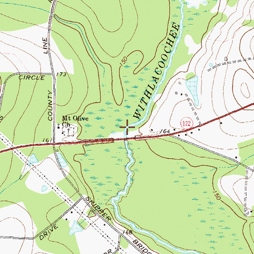 Topographic Map of Hutchinson Mill Creek, GA