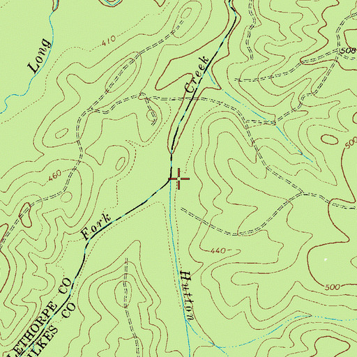 Topographic Map of Hutton Creek, GA