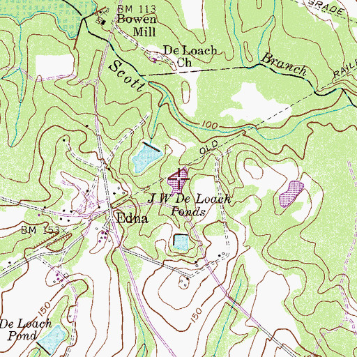 Topographic Map of I W De Loach Ponds, GA