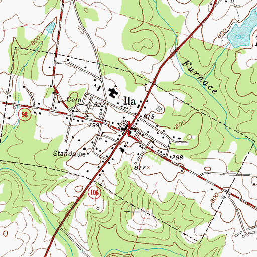 Topographic Map of Ila, GA