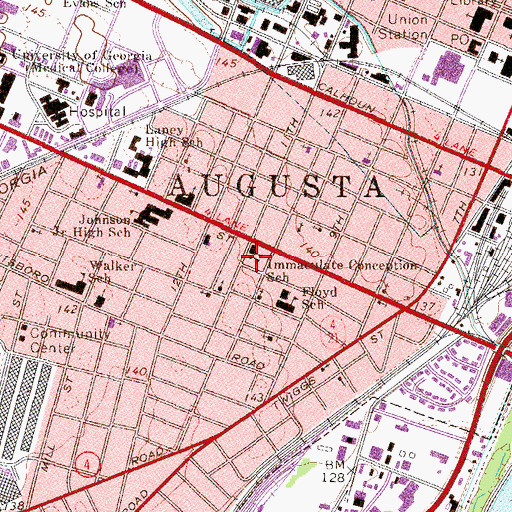 Topographic Map of Immaculate Conception School, GA