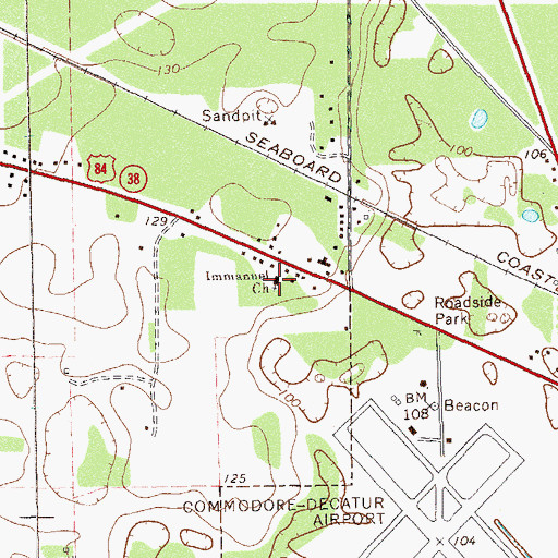 Topographic Map of Immanuel Church, GA