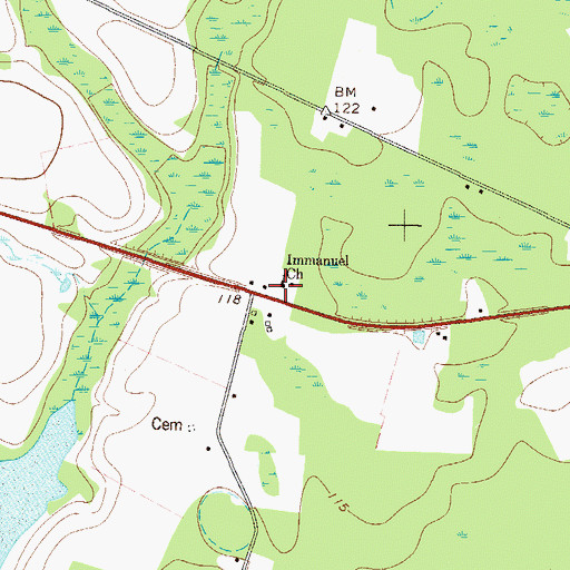 Topographic Map of Immanuel Church, GA