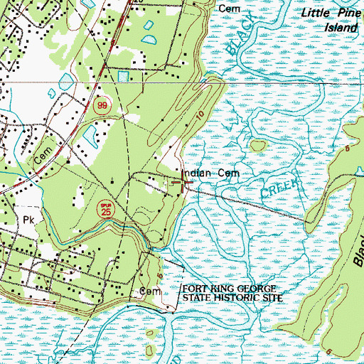 Topographic Map of Indian Cemetery, GA