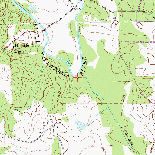 Topographic Map of Indian Creek, GA