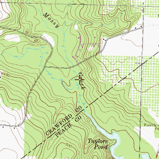 Topographic Map of Indian Creek, GA