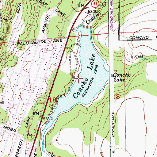 Topographic Map of Concho Lake, AZ