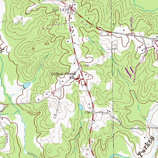 Topographic Map of Indian Creek Church, GA