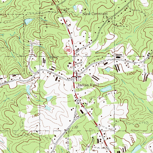 Topographic Map of Indian Knoll Baptist Church, GA