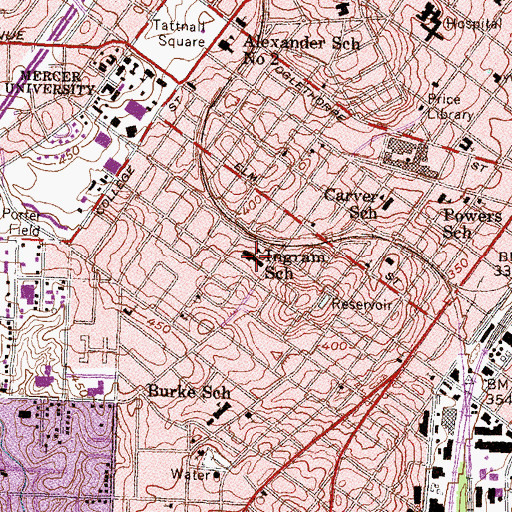 Topographic Map of Ingram School, GA