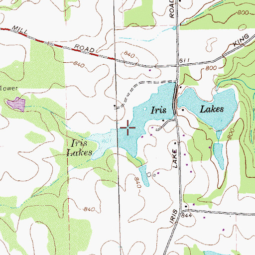 Topographic Map of Iris Lakes, GA