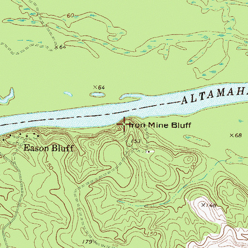 Topographic Map of Iron Mine Bluff, GA