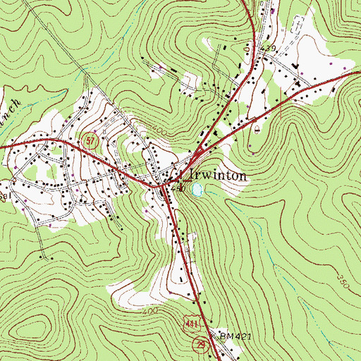 Topographic Map of Irwinton, GA