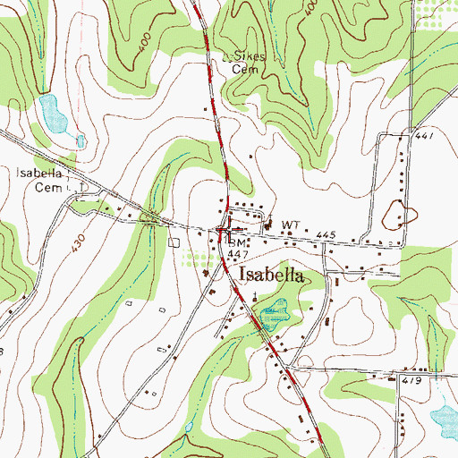 Topographic Map of Isabella, GA