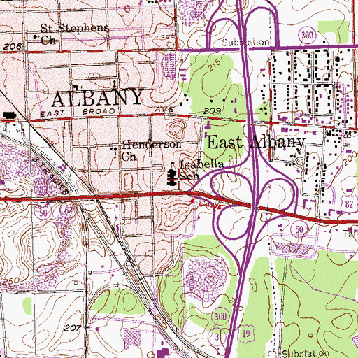 Topographic Map of Isabella School, GA
