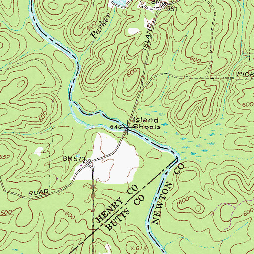 Topographic Map of Island Shoals, GA