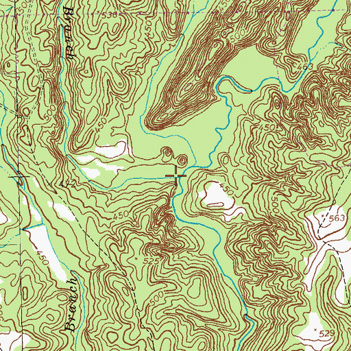 Topographic Map of Jack Branch, GA