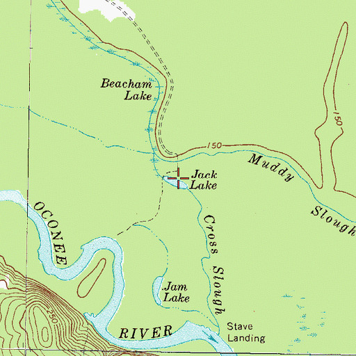 Topographic Map of Jack Lake, GA