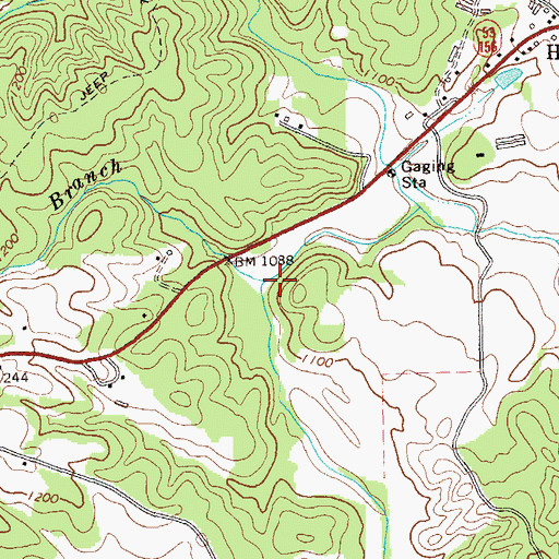 Topographic Map of Jackson Branch, GA