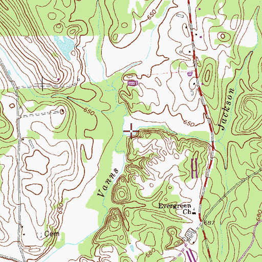 Topographic Map of Jackson Branch, GA