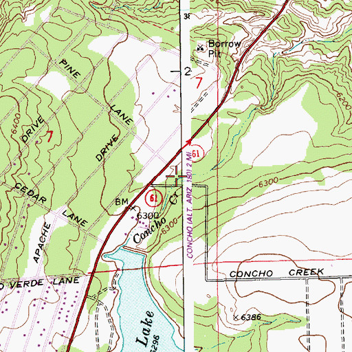 Topographic Map of Concho Spring, AZ