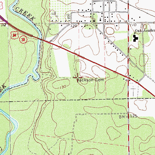 Topographic Map of Jackson Cemetery, GA