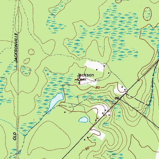 Topographic Map of Jackson Cemetery, GA