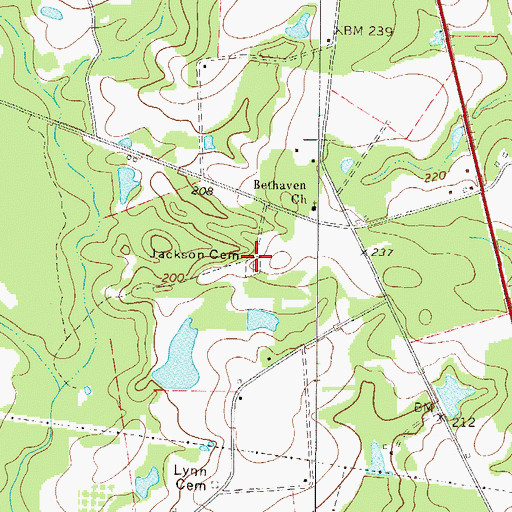 Topographic Map of Jackson Cemetery, GA
