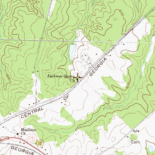 Topographic Map of Jackson Grove Baptist Church, GA
