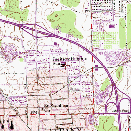 Topographic Map of Jackson Heights School, GA