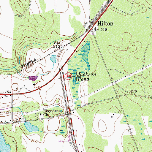 Topographic Map of Jackson Pond, GA