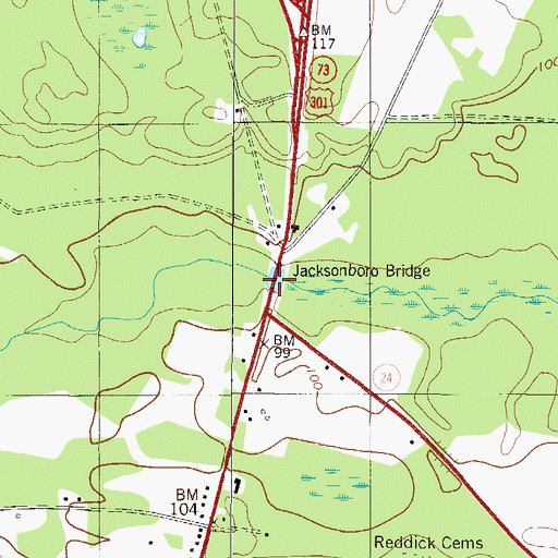 Topographic Map of Jacksonboro Bridge, GA
