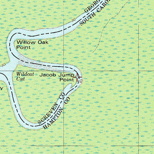Topographic Map of Jacob Jump Point, GA
