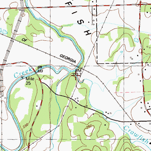 Topographic Map of Jake Goodson Creek, GA