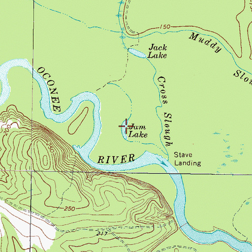 Topographic Map of Jam Lake, GA